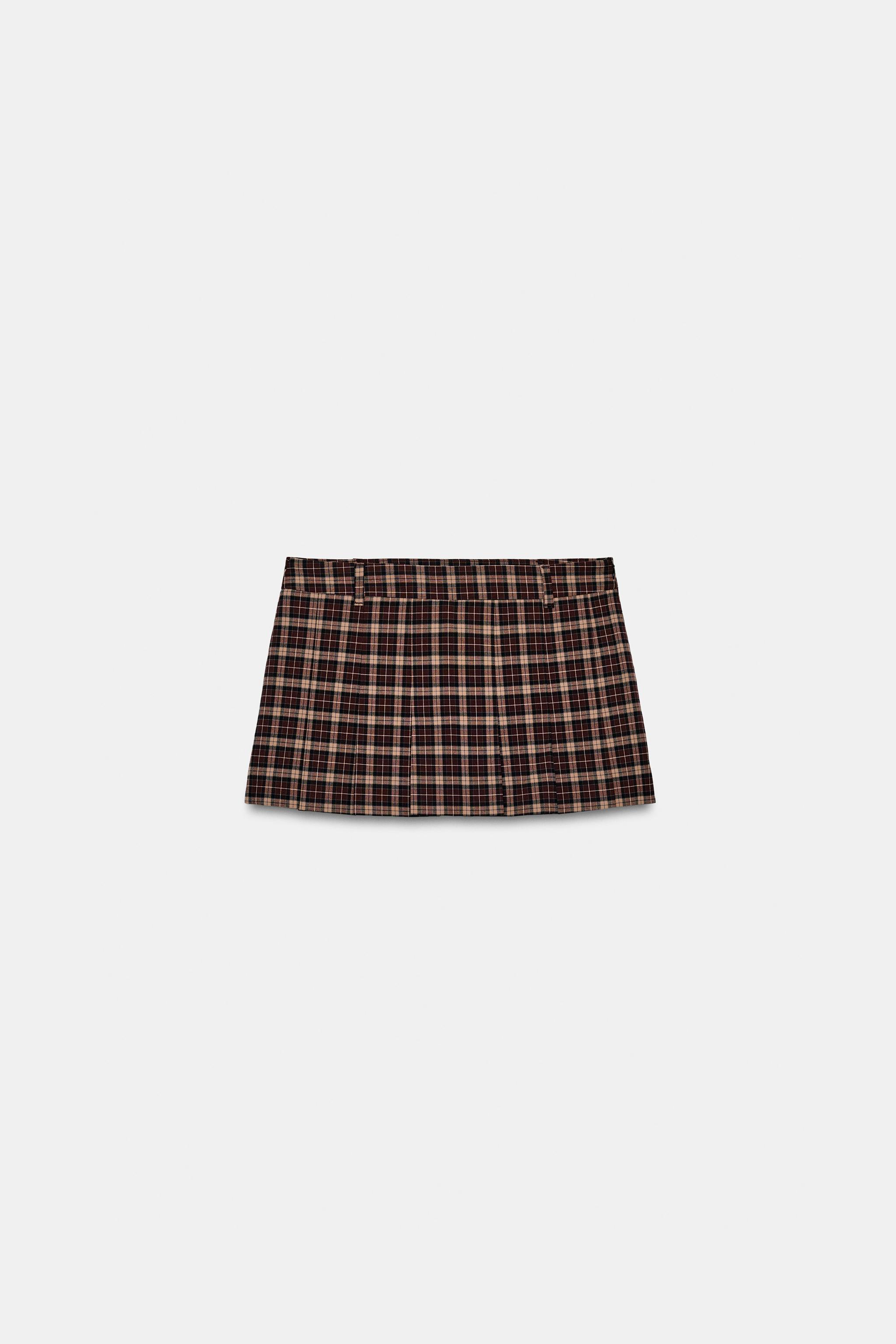 JUPE-PANTALON À PLIS PLATS ET CARREAUX